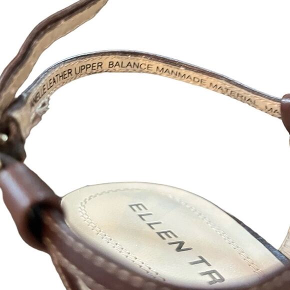 NEW Ellen Tracy Brown Strappy Jeweled Open Toe Wedge Sandal Size 7 Beachy Boho - Picture 5 of 11